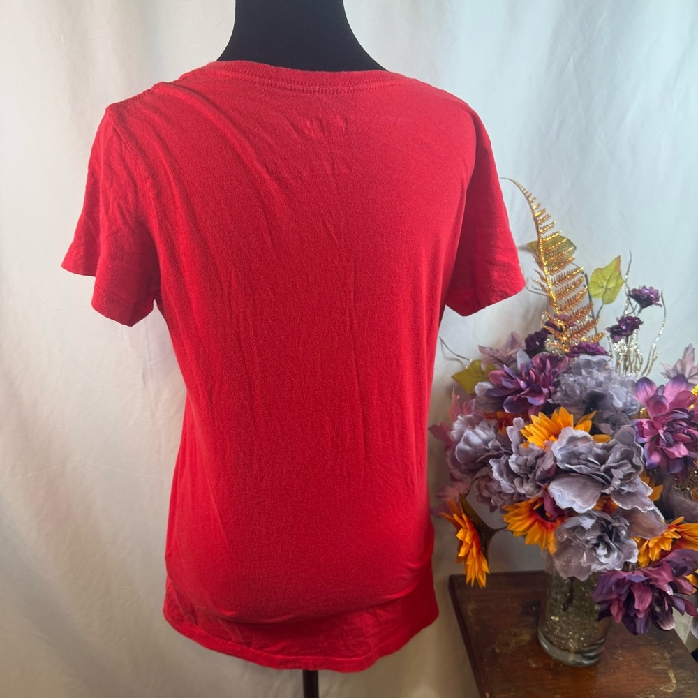 Majestic Texas Rangers Red V-Neck Tee L Fan Fashion MLB Baseball - Picture 3 of 7